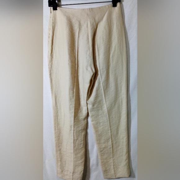 NWT Gentry Porfolio Cream Linen Blend Slim Pants - Picture 2 of 7
